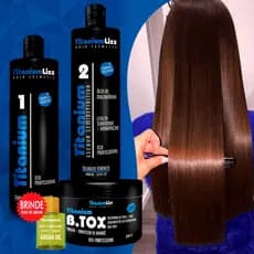 Progressiva Selagem Semi Defintiva Titanium Liss 2X300Ml + Botox + Óleo Argan