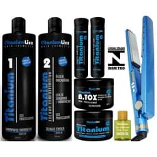 Progressiva Semi Definitiva Titanium Liss + Home Care + Chapinha + Óleo Argan