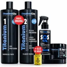 Progressiva Semi Definitiva Selagem Titanium Liss + BBtox + Sos Finalizador + Argan