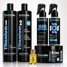 Kit Progressiva Semi Definitiva   Titanium Liss  + BB.Tox 250g + Liso Necessário + SOS + Argan 7ml
