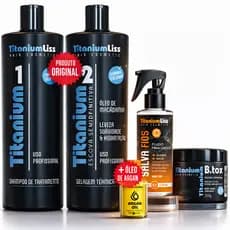 Progressiva Definitiva Titanium Liss Selagem + BBtox + Salva Fios Fluido + Óleo Argan