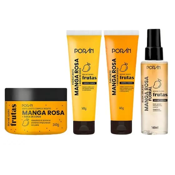 Escolha Kit Corpo e Rosto Manga Rosa Cuidado C/ Pele Porán Hidrata Body Splash Sabonete Esfoliante