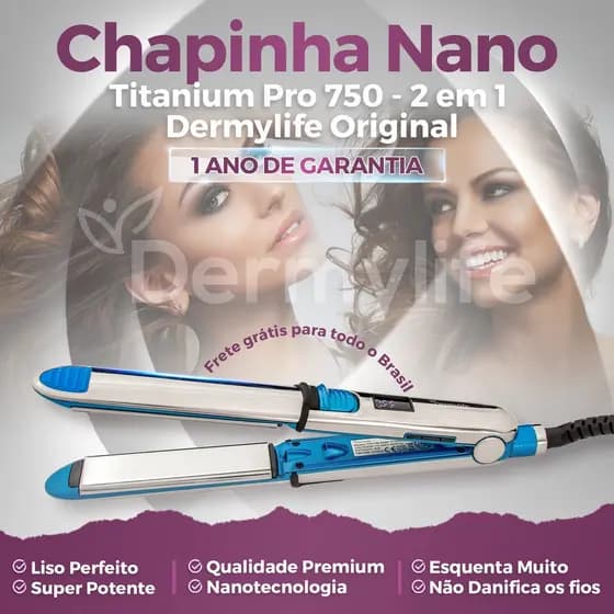 Prancha Chapinha de Cabelo Nano Titanium PRO750 Dermylife
