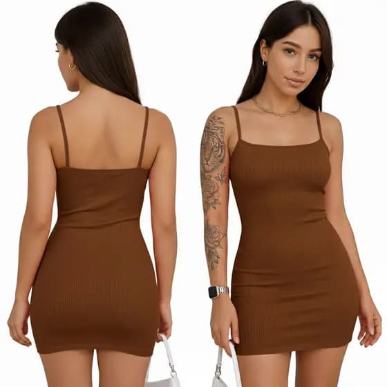 Vestido Alcinha Feminino Curto Canelado Tecido Ribana Tamanho Único Veste 36 ao 42  -vermelho  preto