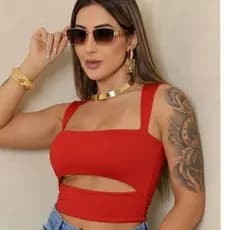 Cropped Feminino Decote Quadrado Blusa Feminina Estilosa Suplex Verão Tendencia Varias Cores Natal