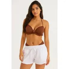 Conjunto Biquíni com Short Branco Duna Transparente – Bojo, Detalhe Frontal, Tamanho 38 ao 44