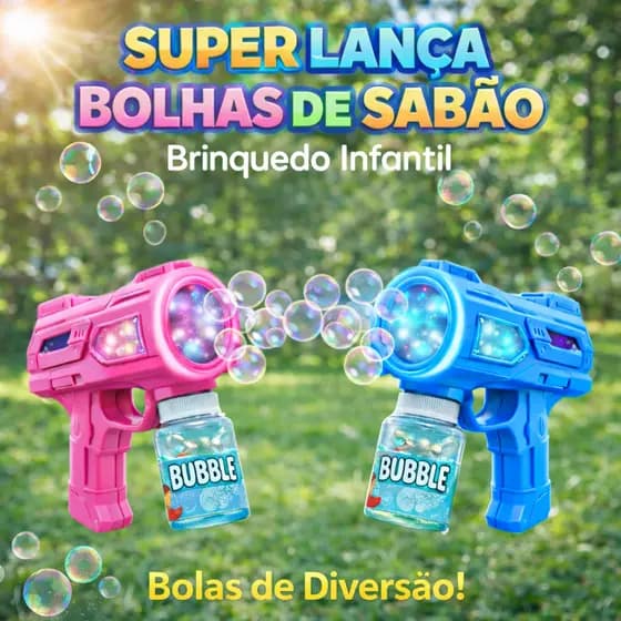 Brinquedo Infantil Lança Bolhas de Sabão com Led