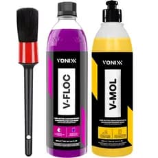 Produto para Lavar Carro Moto Kit Vonixx Lavagem Automotiva Shampoo V-Floc V-Mol e Pincel