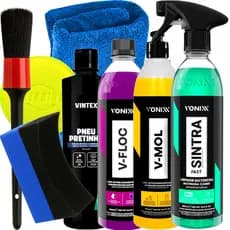 Kit Vonixx Completo Limpeza Automotiva Shampoo V-Floc V-Mol Pretinho Limpador APC Multiuso Sintra Acessórios Karbox