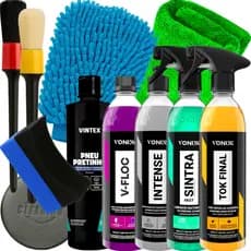 Kit Completo Vonixx Lavagem Automotiva Shampoo V-Floc Limpador Sintra Pneu Pretinho Revitalizador Intense Cera Tok Final