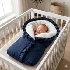 Porta Bebê Saco De Dormir com Sherpa Menino Marinho