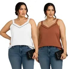Regata Social Plus Size Tecido Crepinho Alça Larga