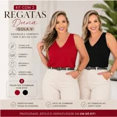 Kit com 2 Blusa Feminina Social Regata Alça Larga Tecido Duna Tendência Moda  !!