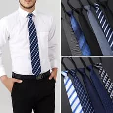 Kit com 4 Gravatas Masculina Semi Slim com nó e Zíper de Ajuste