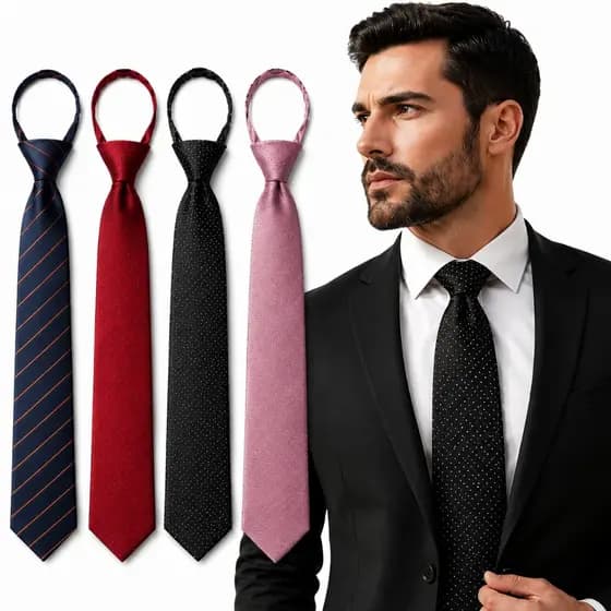 Kit 4 Gravatas Masculinas com Nó Pronto Ajustável Social Executiva Festa Trabalho