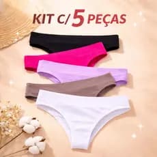 Kit 5 Calcinhas canelada Tanga corte a Laser Não Marca na Roupa Confortavel