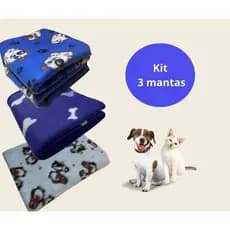 Kit 3pçs Manta Cobertor Soft Pet Cachorro, Gato, Hamister, Porquinho da Índia 95x0,70 Kit 3 pçs