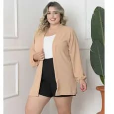 Kimono Blazer Cardigam Feminino de Duna Manga Longo PLUS SIZE