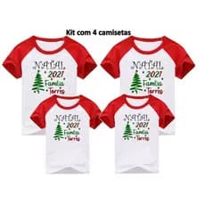 KIT COM 4 CAMISETAS PERSONALIZADAS NATAL