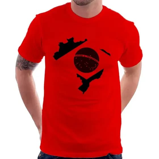 Camiseta Bandeira Brasil Mapa - Vermelho