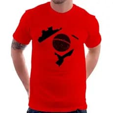 Camiseta Bandeira Brasil Mapa - Vermelho