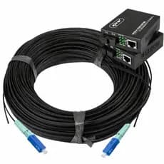 Kit Conversor de Mídia Fibra Óptica SC/UPC Para Cabo de Rede RJ45 + 200m Cabo Óptico Fibra Óptica