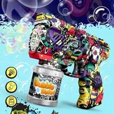 Pistola Máquina de Bolhas de Sabão Infantil Automática – Brinquedo Elétrico com Líquido e Luz
