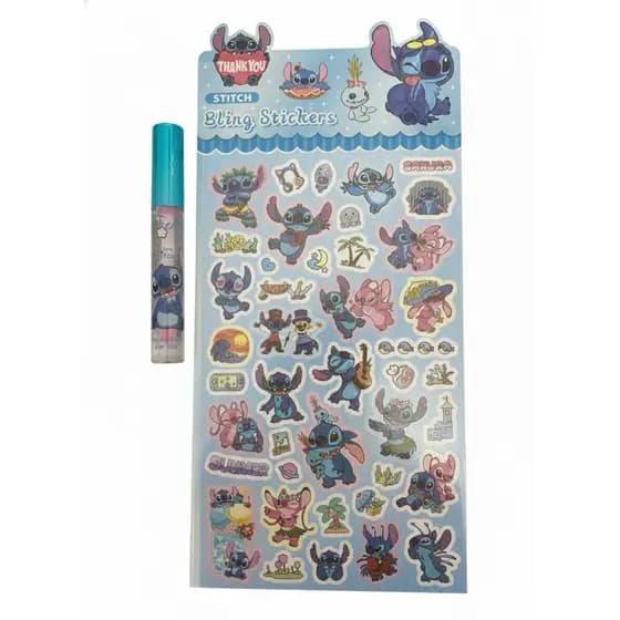 Kit Adesivos Stitch com Gloss Labial – Papelaria Infantil Decorativa + Brilho para Lábios