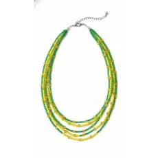 Colar Brasil Multicamadas Feminino Verde e Amarelo Bijuteria para Copa