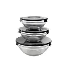 Kit Potes de Vidro Hermético com Tampa 3 Peças 200ml 400ml 550ml Organização Cozinha
