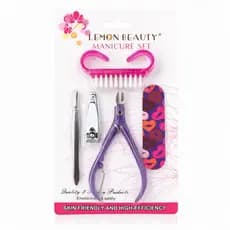 Kit Manicure Profissional 5 Peças Alicate Cortador Pinça Lixa Escova para Unhas Completo Cuidados Pessoais Feminino