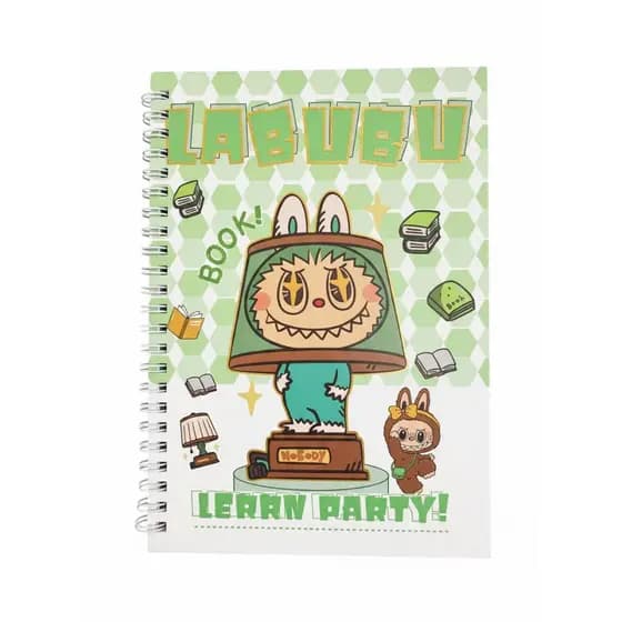 Caderno Espiral A5 Infantil Labubu 50 Folhas Capa Ilustrada Colorida Escolar Menina Menino