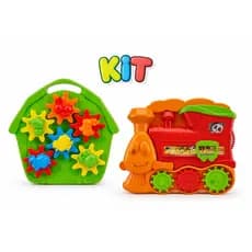 Kit Fazendinha Infantil + Trator Didático Engrenagens Educativo Brinquedo Criança +12 Meses Presente Menino Menina