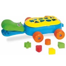 Brinquedo Educativo Hipopótamo de Encaixe com Rodinhas + 10 Peças