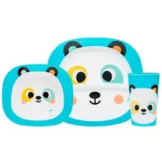 Kit Refeição  Feito de Bambu Alimentação Infantil Bebê 5 Peças Buba Panda  Introdução alimentar