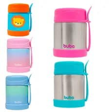 Pote Térmico infantil Buba  Aço Inoxidável Com Colher Alimentação Infantil Azul,Rosa, Leão Buba