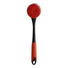 Escova De Silicone Multiuso Para Limpeza Profunda Sem Riscar Louças Cozinha Casa Resistente Vermelha