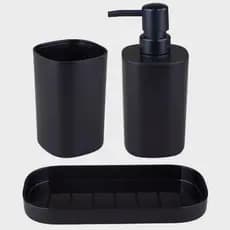 Kit banheiro lavabo organizadores dispenser porta sabonete líquido, porta escova, com Base
