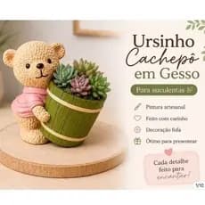 Vaso Cachepô Ursinho decorativo para suculentas / Vasos decorativos- Artesanal / Presente Perfeito.