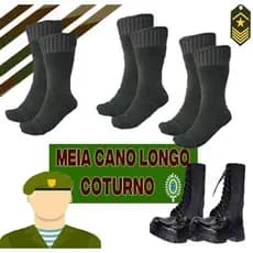 5 / 3 / 1 Pares Meias de Coturno - Meia GROSSA de Cano Longo | Exército Trabalho Bota