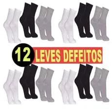 12 PARES DE MEIAS MASCULINAS GROSSAS - LEVES DEFEITOS | Conforto incrível com desconto imperdível! - Tamanho 39 ao 43