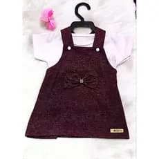 Vestido+Blusinha Branca, conjunto Baby Verão, Jardineira Menina 2 Peças, Jardineira com laço, conjunto vestido e blusa.
