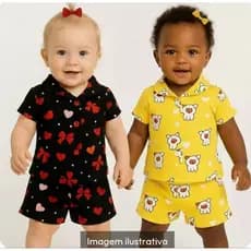 Pijama bebê menina, pijama infantil menina, pijama calor, pijama verão, pijama 2 peças menina,pijama veste 06 a 09 meses