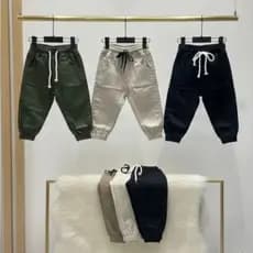 Calça Jogger infantil menino tamanho 02 a 06 anos, de sarja com elástico e cordão de ajuste, calça menino.