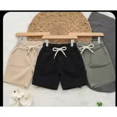 Bermuda infantil de sarja menino tamanho 02 a 08 anos, com elástico na cintura e bolsos traseiros, short infantil menino
