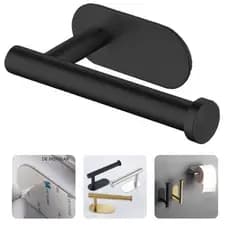 Porta Papel Higiênico Aço Inox Preto Premium Adesivo 3m