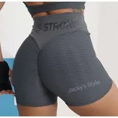 Short Brocado Academia Bolha Empina Bumbum Feminino Jakar Poliamida Cintura Alta Disfarça Celulite Premium