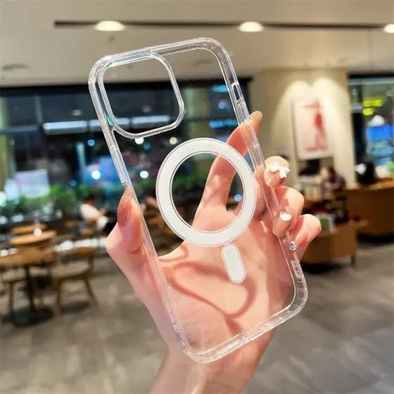 Capa Transparente MagSafe iPhone 11 12 13 14 15 16 Pro Max - CS