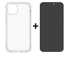 Kit 2em1 Capa Space + Película Vidro 3D Privacidade iPhone X XS 11 12 13 14 15 16 17 Pro Max - CS