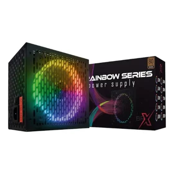 Fonte Atx 650w Rainbow Rgb Automatica Brx 80 Plus Bronze Cor Preto